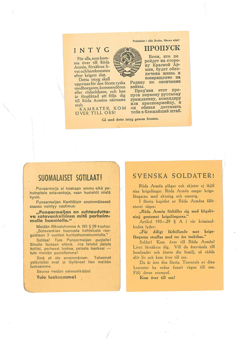 Öppna bilden Flygblad riktat till finska soldater som uppmanar dem att bli krigsfångar, eftersom Röda armén tar väl hand om sina fångar i en ny flik