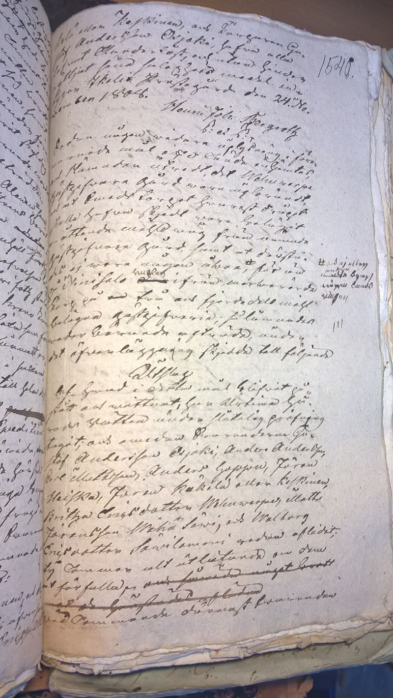 Öppna bilden Sida ur protokollet från en rättegång i en ny flik